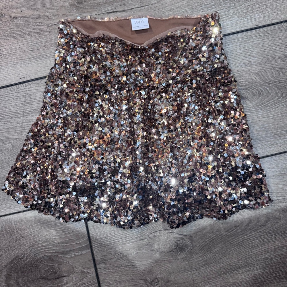 Zara Sequin Skirt - Brown and Gold